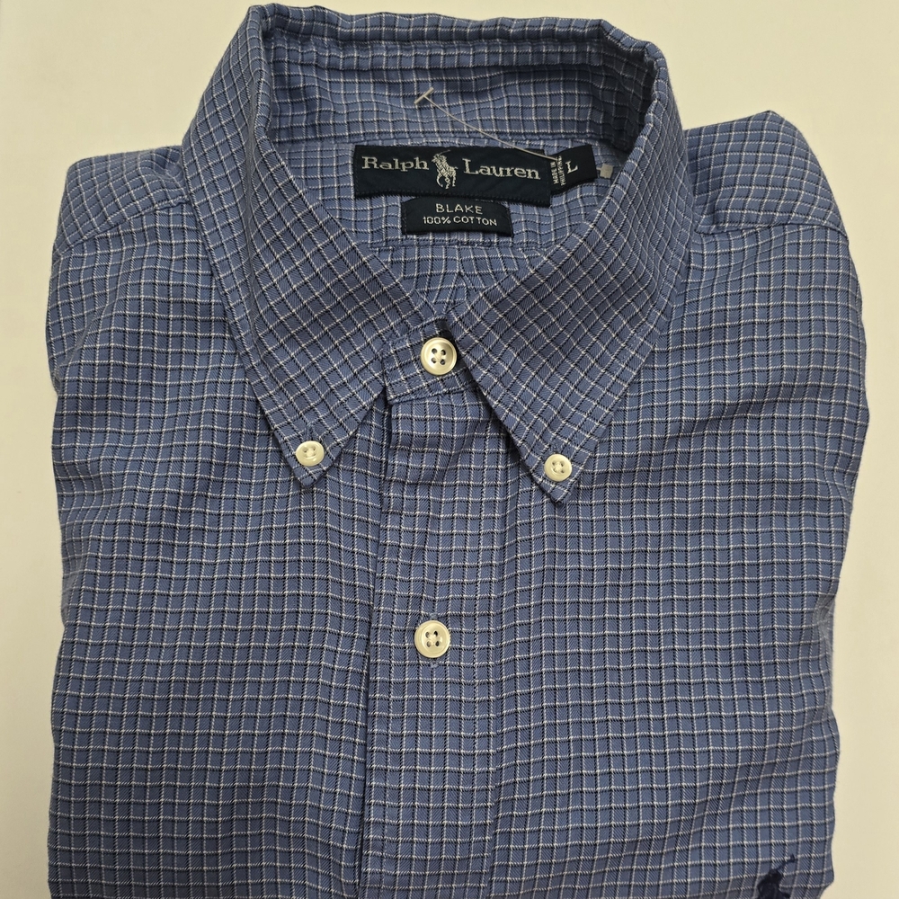 Ralph Lauren Blue Casual Button Down Shirt with Point Collar